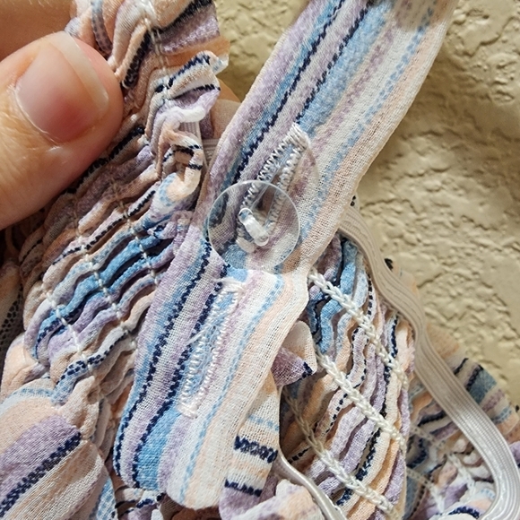 Lily Rose Hi low off shoulder pastel stripe Midi dress Size M - Picture 7 of 10